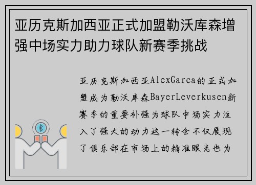 亚历克斯加西亚正式加盟勒沃库森增强中场实力助力球队新赛季挑战 亚历克斯加西亚正式加盟勒沃库森增强中场实力助力球队新赛季挑战